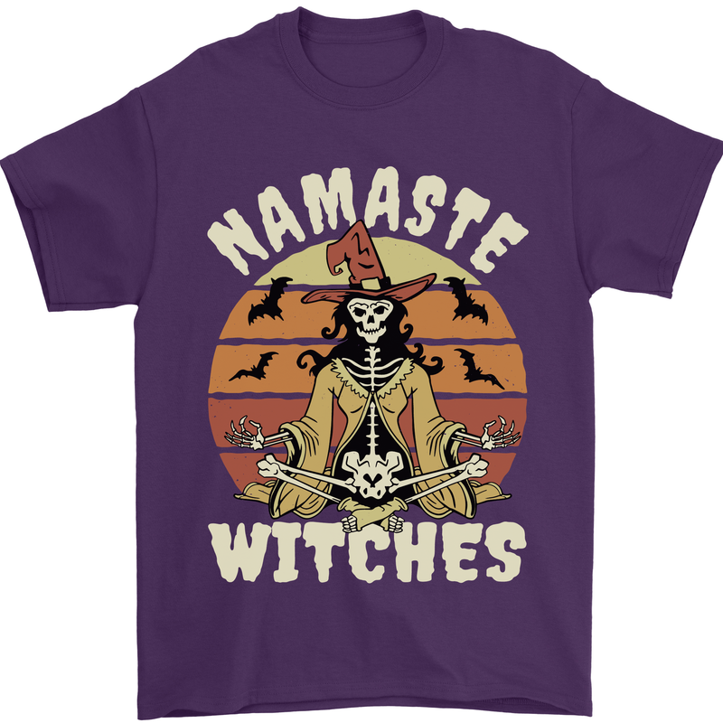 Namaste Witches Funny Halloween Mens T-Shirt 100% Cotton Purple