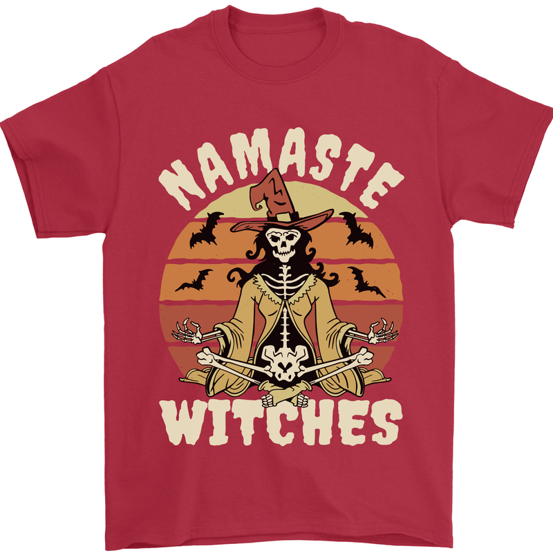 Namaste Witches Funny Halloween Mens T-Shirt 100% Cotton Red