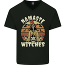 Namaste Witches Funny Halloween Mens V-Neck Cotton T-Shirt Black