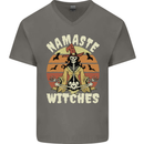 Namaste Witches Funny Halloween Mens V-Neck Cotton T-Shirt Charcoal