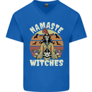 Namaste Witches Funny Halloween Mens V-Neck Cotton T-Shirt Royal Blue