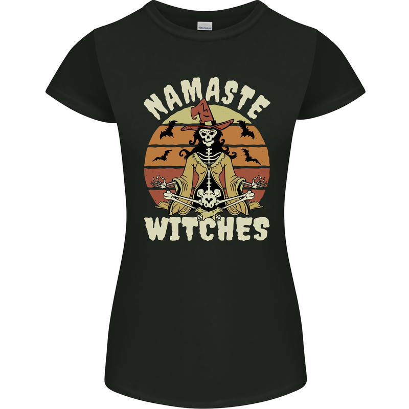 Namaste Witches Funny Halloween Womens Petite Cut T-Shirt Black