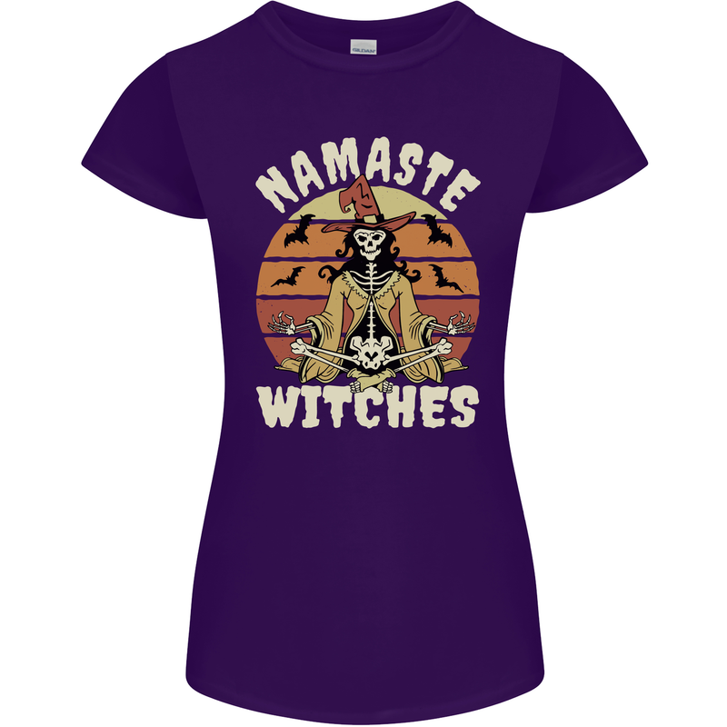 Namaste Witches Funny Halloween Womens Petite Cut T-Shirt Purple