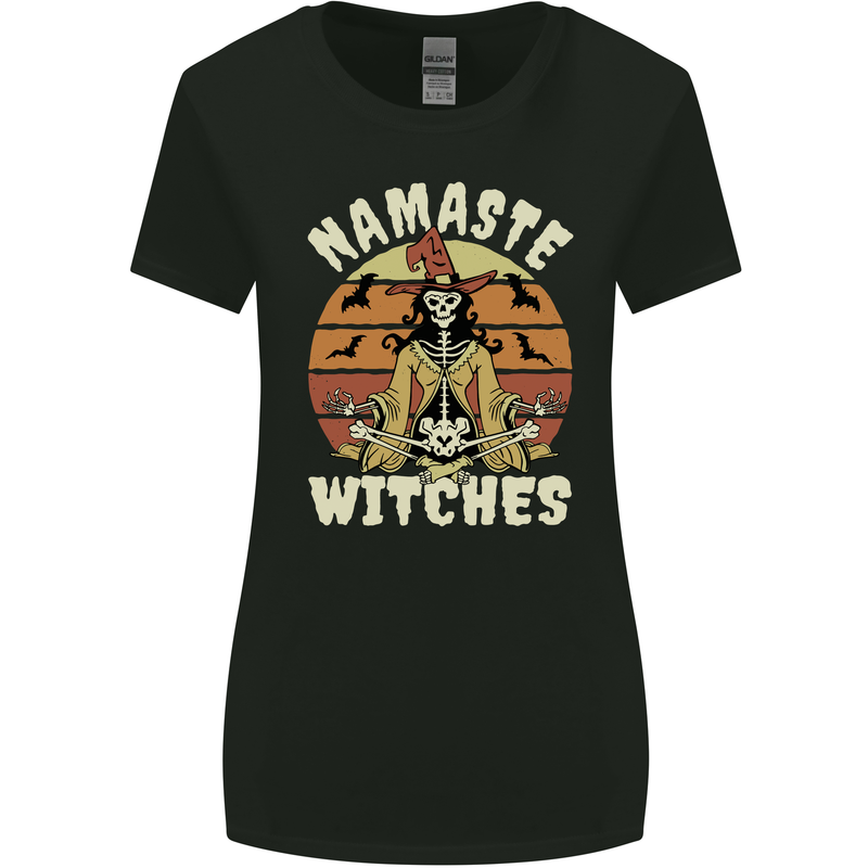 Namaste Witches Funny Halloween Womens Wider Cut T-Shirt Black