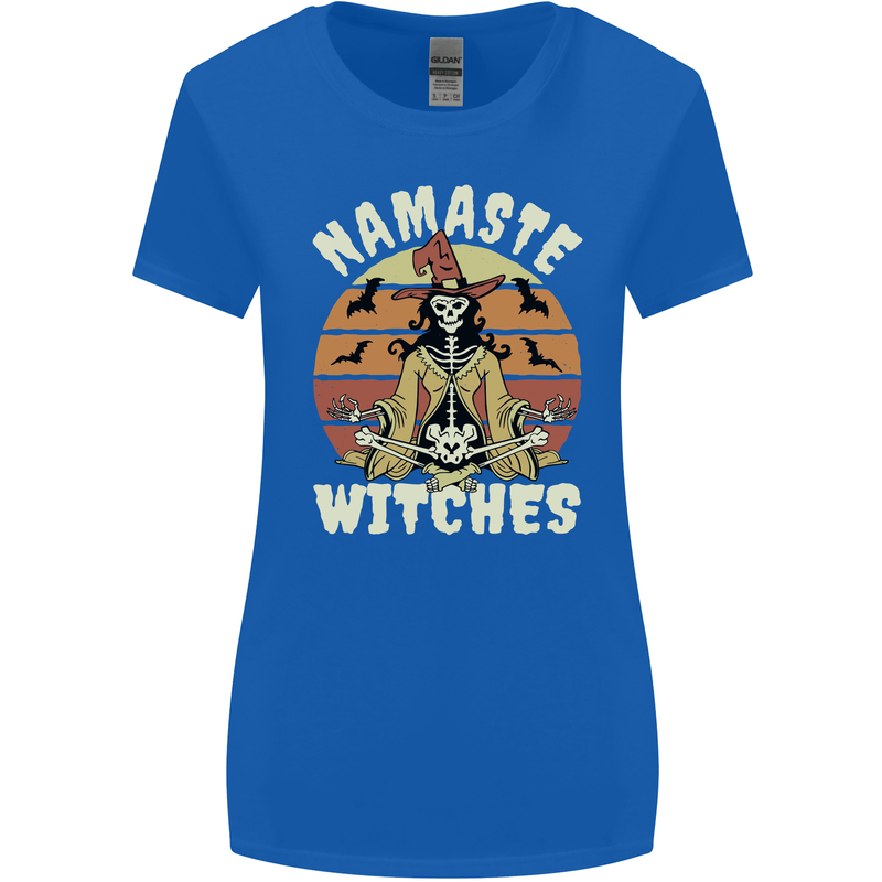 Namaste Witches Funny Halloween Womens Wider Cut T-Shirt Royal Blue
