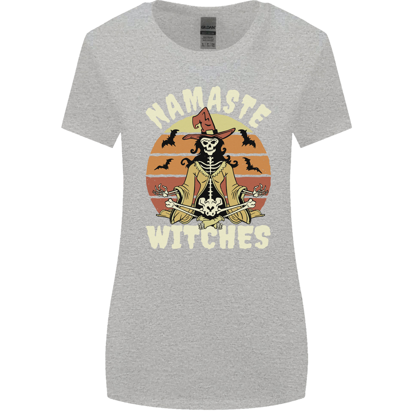 Namaste Witches Funny Halloween Womens Wider Cut T-Shirt Sports Grey
