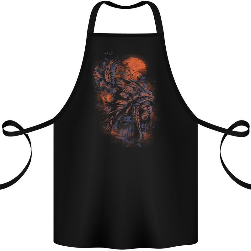 Native American Indian Headdress Apache Cotton Apron 100% Organic Black