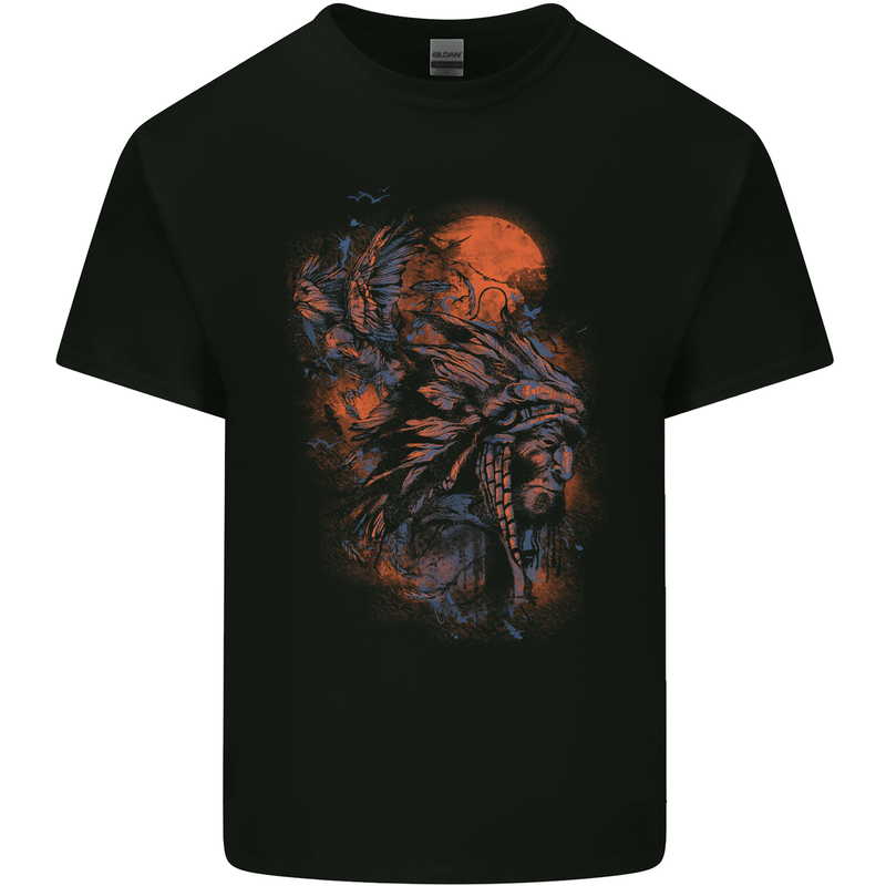 Native American Indian Headdress Apache Mens Cotton T-Shirt Tee Top Black