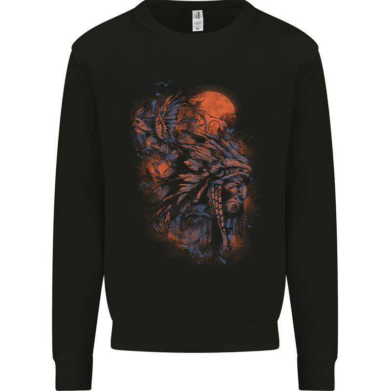 Native American Indian Headdress Apache Mens Sweatshirt Jumper Black