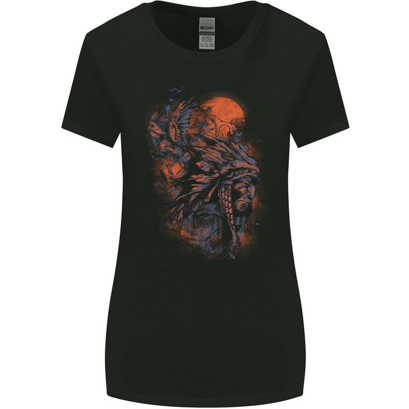 Native American Indian Headdress Apache Womens Wider Cut T-Shirt Black