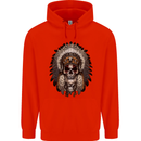 Native American Indian Skull Headdress Childrens Kids Hoodie Bright Red