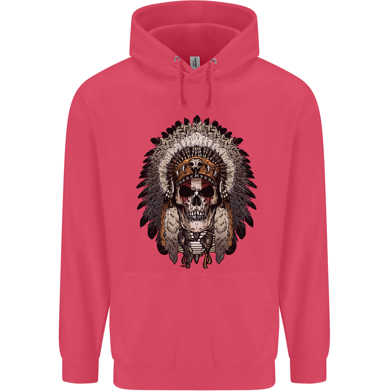 Native American Indian Skull Headdress Childrens Kids Hoodie Heliconia