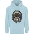 Native American Indian Skull Headdress Childrens Kids Hoodie Light Blue