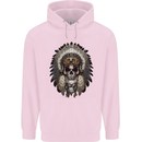 Native American Indian Skull Headdress Childrens Kids Hoodie Light Pink