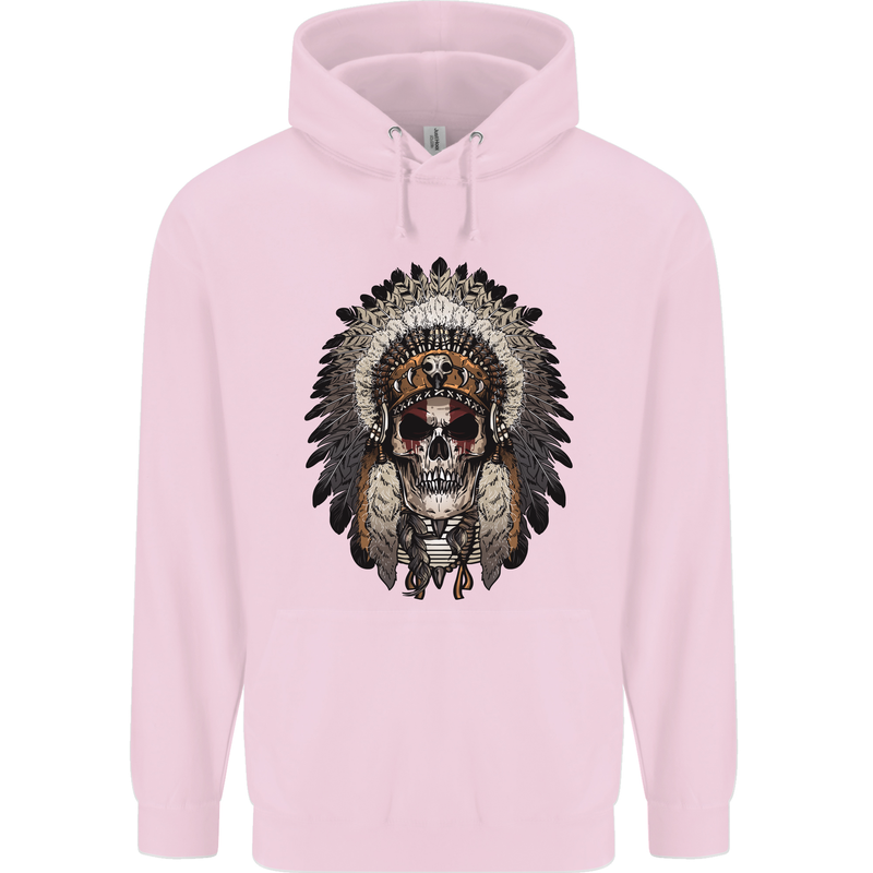 Native American Indian Skull Headdress Childrens Kids Hoodie Light Pink