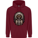 Native American Indian Skull Headdress Childrens Kids Hoodie Maroon