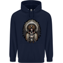 Native American Indian Skull Headdress Childrens Kids Hoodie Navy Blue