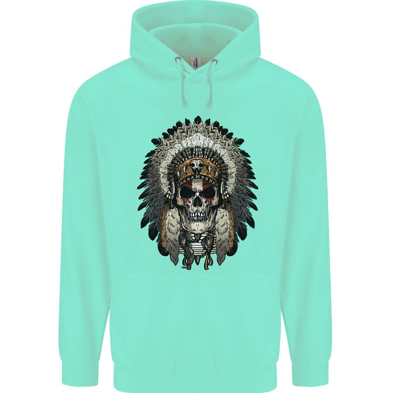 Native American Indian Skull Headdress Childrens Kids Hoodie Peppermint