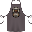 Native American Indian Skull Headdress Cotton Apron 100% Organic Dark Grey