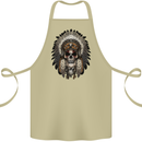 Native American Indian Skull Headdress Cotton Apron 100% Organic Khaki