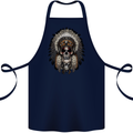 Native American Indian Skull Headdress Cotton Apron 100% Organic Navy Blue