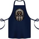 Native American Indian Skull Headdress Cotton Apron 100% Organic Navy Blue