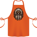 Native American Indian Skull Headdress Cotton Apron 100% Organic Orange