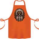 Native American Indian Skull Headdress Cotton Apron 100% Organic Orange