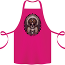 Native American Indian Skull Headdress Cotton Apron 100% Organic Pink