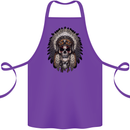 Native American Indian Skull Headdress Cotton Apron 100% Organic Purple