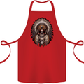 Native American Indian Skull Headdress Cotton Apron 100% Organic Red