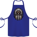 Native American Indian Skull Headdress Cotton Apron 100% Organic Royal Blue