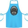 Native American Indian Skull Headdress Cotton Apron 100% Organic Turquoise