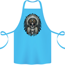 Native American Indian Skull Headdress Cotton Apron 100% Organic Turquoise