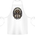 Native American Indian Skull Headdress Cotton Apron 100% Organic White