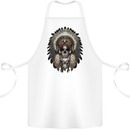 Native American Indian Skull Headdress Cotton Apron 100% Organic White