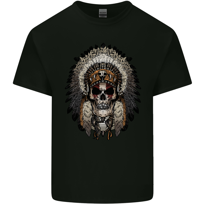 Native American Indian Skull Headdress Kids T-Shirt Childrens Black