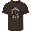 Native American Indian Skull Headdress Kids T-Shirt Childrens Chocolate