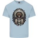 Native American Indian Skull Headdress Kids T-Shirt Childrens Light Blue