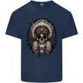 Native American Indian Skull Headdress Kids T-Shirt Childrens Navy Blue