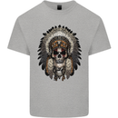 Native American Indian Skull Headdress Kids T-Shirt Childrens Sports Grey
