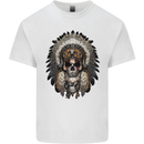 Native American Indian Skull Headdress Kids T-Shirt Childrens White
