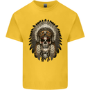 Native American Indian Skull Headdress Kids T-Shirt Childrens Yellow