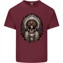 Native American Indian Skull Headdress Mens Cotton T-Shirt Tee Top Maroon