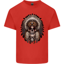 Native American Indian Skull Headdress Mens Cotton T-Shirt Tee Top Red