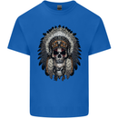 Native American Indian Skull Headdress Mens Cotton T-Shirt Tee Top Royal Blue