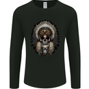 Native American Indian Skull Headdress Mens Long Sleeve T-Shirt Black