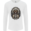 Native American Indian Skull Headdress Mens Long Sleeve T-Shirt White