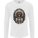 Native American Indian Skull Headdress Mens Long Sleeve T-Shirt White