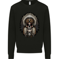 Native American Indian Skull Headdress Mens Sweatshirt Jumper Black